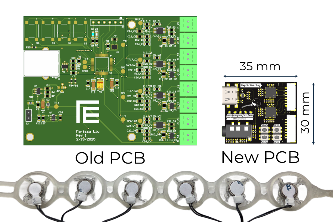 Figure 1: Comparison between the original HapticHearing PCB and the redesigned version