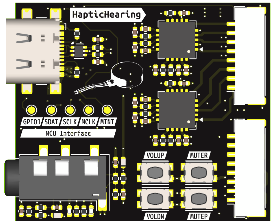 Figure 2a: Front view of the new HapticHearing PCB