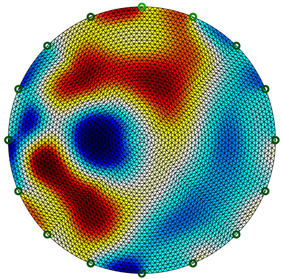 Figure 2: Example of a conductivity map of a residual limb obtained using EIDORS software