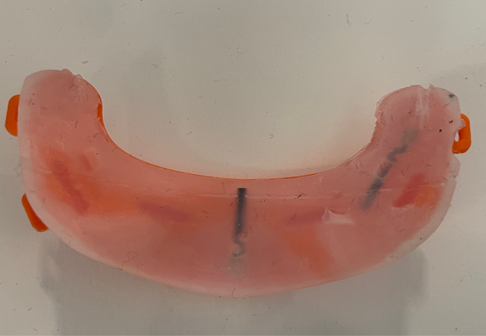 Figure 4b: Cast mask with silicone gasket and embedded piezoelectric sensors